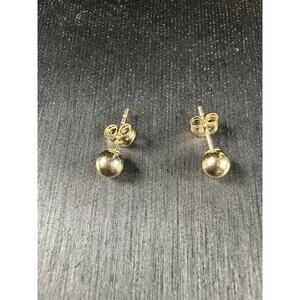 Jewelry Solid 4mm 14k Yellow Italian Gold Push Back Ball Studs Made In Italy